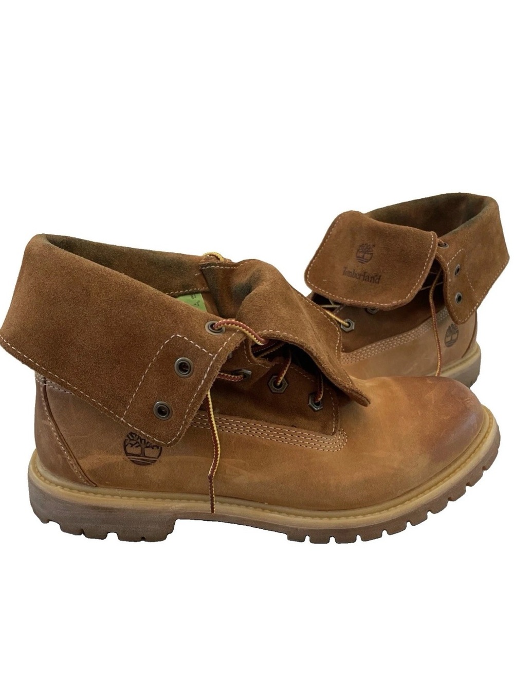 Timberland 2 Way Womens 9 Roll-Top Fold Down Wheat Lace Leather Suede Boots Y2K